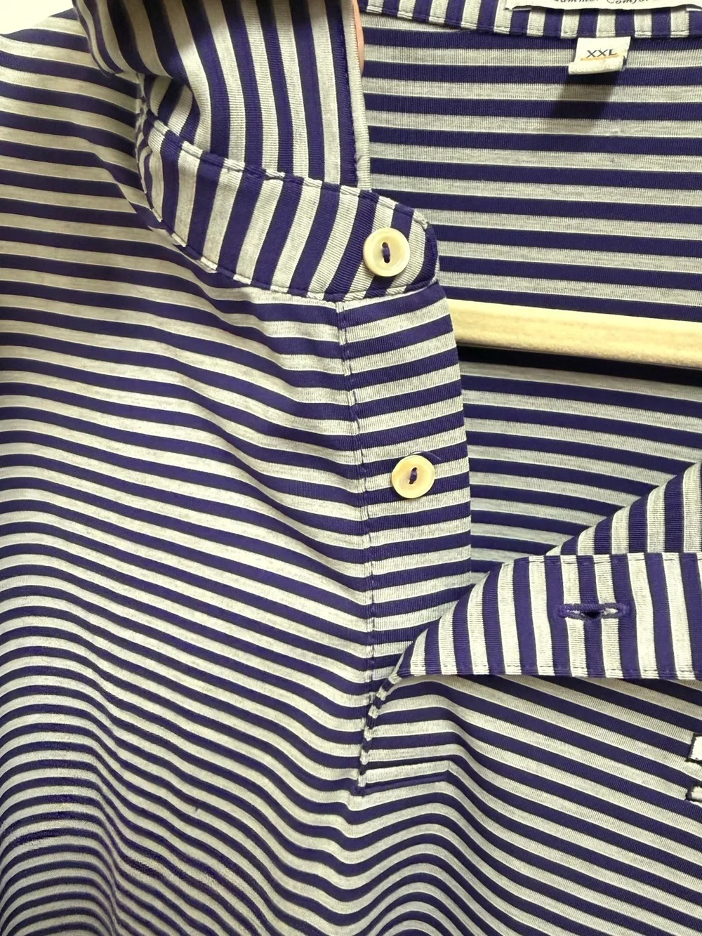 Peter Millar Purple and Grey Striped TCU Polo